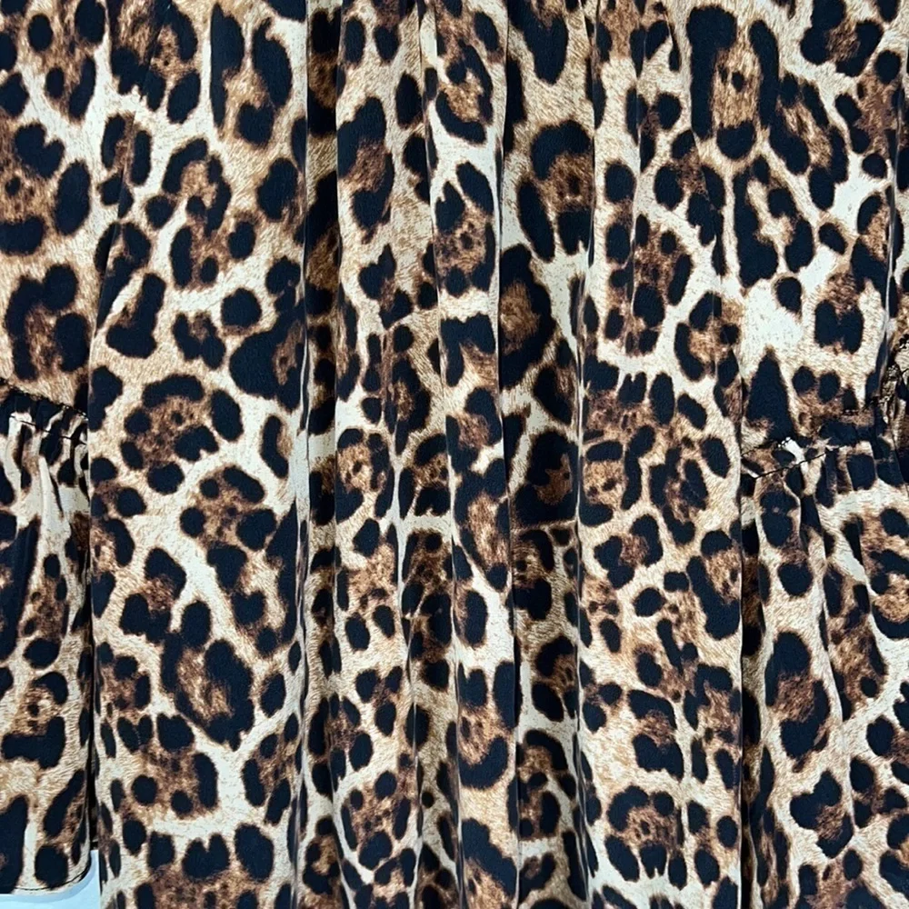 Joie Silk Animal Print Leopard Flutter Sleeve Top Size S